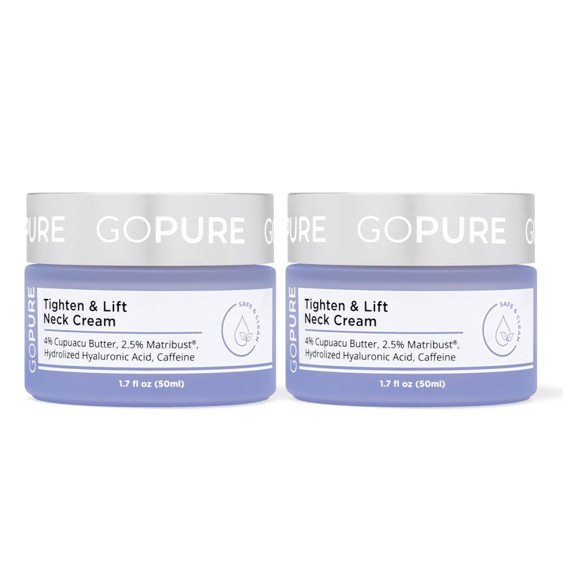 goPure Tighten  Lift Neck  Chest Moisturizer Cream for Visibly Firming Tightening and Lifting Wrinkles  Crepey Skin 17oz  Pack of 2
